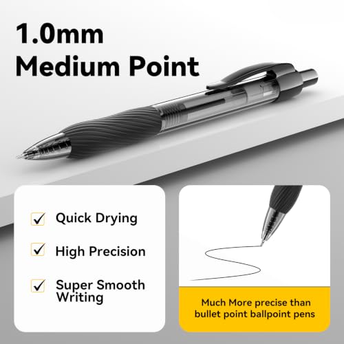 50 Pack Black Ink Ballpoint Pen with Soft Grip, Bulk Pens 1.0mm - color: Assorted Colors-black ink
