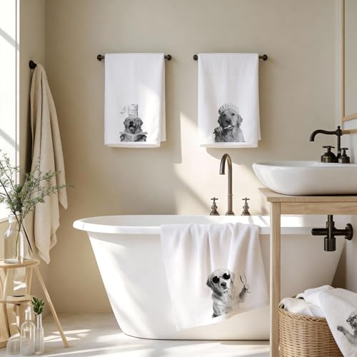 Golden Retriever Kitchen Towels Set of 4, Funny Dog Dish Towels - color: Golden Retriever