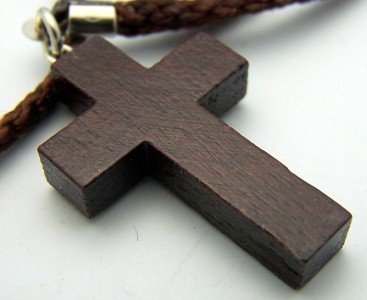 Religious Home Decoration Dark Wood 1 1/4 Inch Plain Latin Cross on 30 Inch Rope Cord