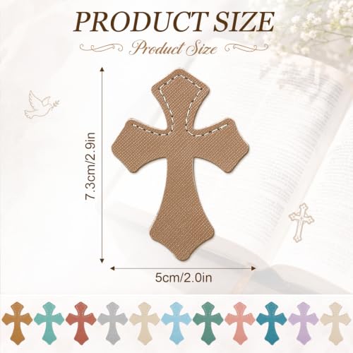 Resurhang 12 Pcs Leather Cross Bookmarks Christian Bookmarks, Colorful - color: Colorful