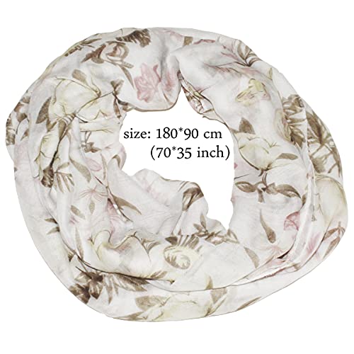 Fashion Lightweight Scarfs For Women Floral Print Many Style - color: 1403 R-white