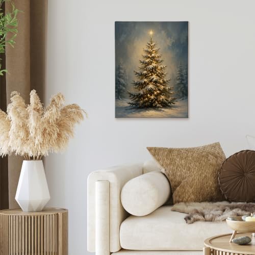 XINCEYWJ Vintage Farmhouse Snowy Christmas Tree Wall Art Decor 11x14 Inches - color: Christmas tree-5, size: 11x14in