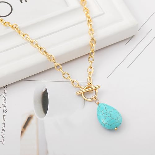 SOFYBJA Saint Benedict Necklace Drop 18K Gold Toggle Medallion Coin Cross Pendant Necklaces Religious Jewelry Catholic Gift for Women - color: teardrop