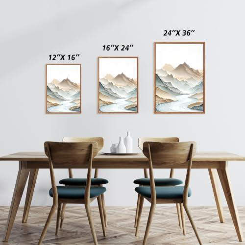 CHDITB 3D Textured Mountain River Framed Wall Art Relief Landscape Painting - color: 3d Mountain
