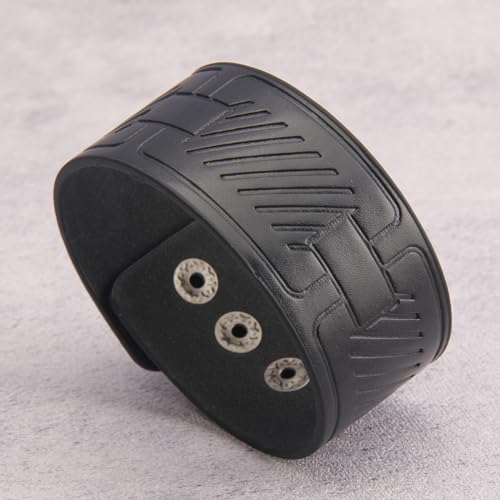 GelConnie Punk Leather Cuff Bracelet Adjustable Straps Wrap Bracelets Arm Armor Cuff Gothic Leather Wristbands for Men, Women - color: MLPB085-Black