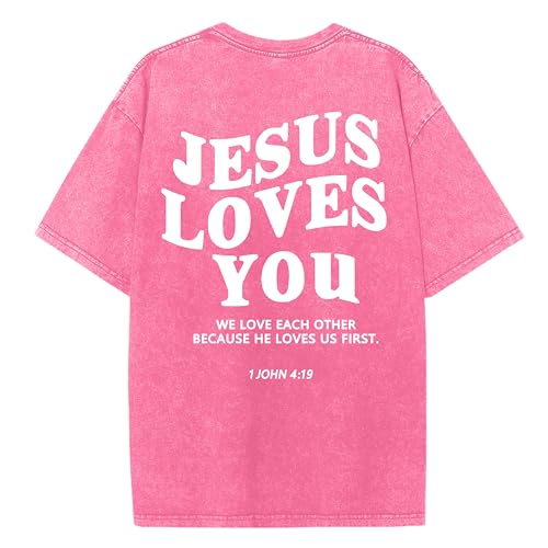 Christian Believer Faith God Religious T-Shirt Jesus Shirts for Women Men - color: Roseb, size: X-Large