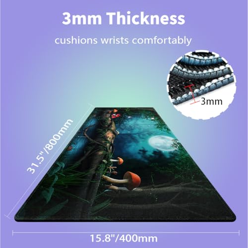 Magical Forest Nature Large Mouse Pad, Fantasy Mushroom Fairy Tale Desk Mat - color: Fantasy Forest