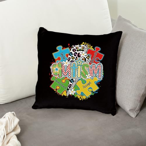 QIYUHOY Autism Puzzle Mental Health Throw Pillow Covers, 18x18 Inch - color: 009-motivational