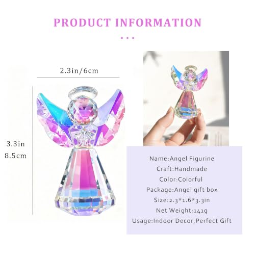 3'' Colorful Crystal Guardian Angel Figurine Christmas Angel Gift for Women - style: Colorful Angel