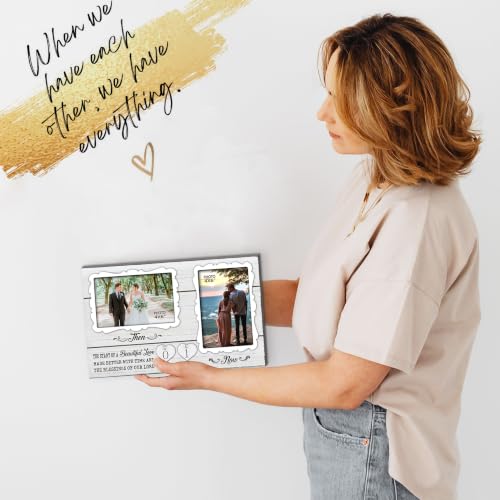EXQUIDECA White Farmhouse Wife and Husband 2 Slot Picture Frame Holds 4X6 Inches Photos,1-99 Years of Love Anniversary Wedding Marriage Blessing Gifts for Couples - color: white - years of love frame