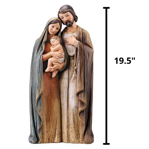 Needzo Holy Family Statue Tabletop Figurine, Catholic Large Statues Home Decorations with Mary, Joseph, and Baby Jesus, Religious Christmas Decor, 19.5 Inches