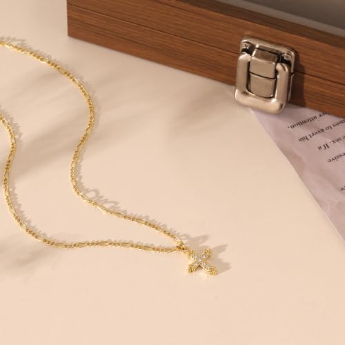 Cross Necklace for Women, Dainty Gold Necklace Tiny Cross Charm Necklace - color: Gold-Cross 3