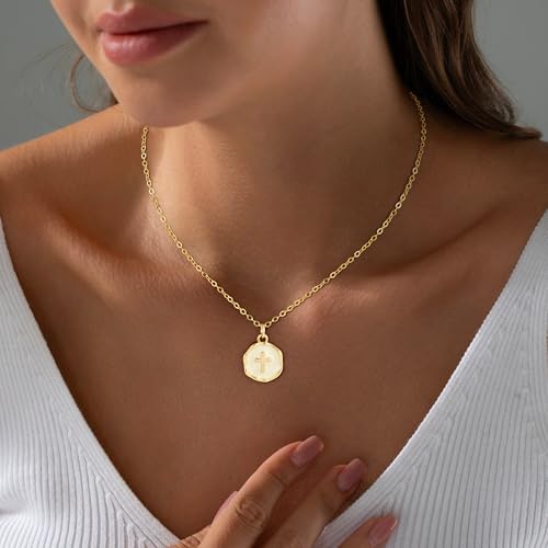 18K Gold Plated Cross Necklace for Women Trendy - color: 3-Enamel Cross