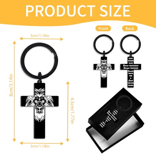 CRASHOT Inspirational Bible Verse Cross Keychain, Religious Christian Birthday Baptism Graduation Gift for Father Men Boy - color: Bible916