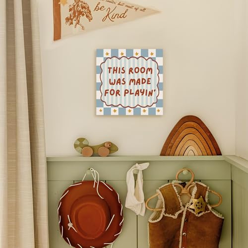 Playroom Wooden Box Sign, This Room Is Made for Playin' Wood Block Signs Decorations, Play Room Wood Box Signs for Kids Nursery Bedroom Playroom Desk Shelf Tabletop Decor, 5x5 Inch - color: This Room Is Made for Playin-5x5