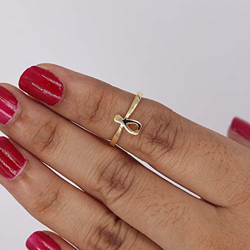 Beautiful 14K Yellow Gold Over .925 Sterling Silver Midi Ring Adjustable Egyptian Ankh Cross Toe Ring