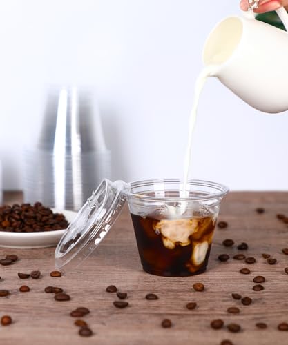 9 oz Clear Plastic Cups with Strawless-Sip-Lids, 25 Sets Disposable Cups Plastic Iced Coffee Cups, To Go Cups with Sip Through Lids for Smoothie, Milkshake, Cold Drinks for Party, Wedding, Event - size: 9 oz Regular