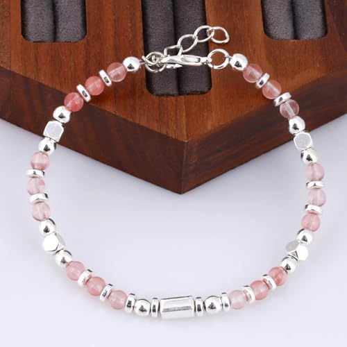 Beaded Bracelets for Women, Inspirational Natural Gemstone Bracelets Graduation Mothers Day Christmas Birthday Gifts for Mom, Daughter, Granddaughter, Wife, Sister, Best Friend - color: Pink, style: Classic