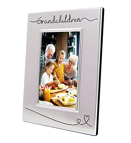 Haysom Interiors Beautiful Two Toned Silver Plated Grandchildren 4" x 6" Picture Frame with Black Velvet | Unique and Thoughtful Gift Idea by Happy Homewares - size: Grandchildren