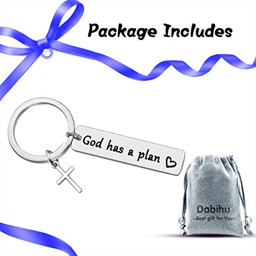 Dabihu Christian Gift Keychain Religious Gift Bible Verse Keyring Baptism Christmas Easter Birthday First Communion Gift - color: God Has a Plan Silver Keychain