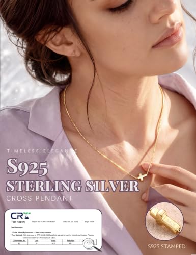 Subiceto Cross Necklace for Women,Small Sterling Silver Cross Pendant - color: Gold-Sideways Cross