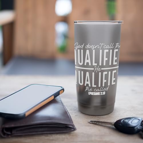 God Doesn't Call the Qualified-He Qualifies the Called Stainless Steel Insulated Tumbler - color: Brushed Steel