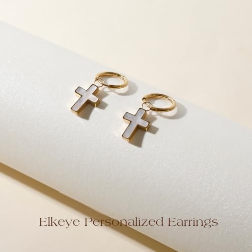 Natural White Sea Shell Long Pendant Earrings for Women Iridescent Elegant 18K Gold-Plated Titanium Steel Jewelry Minimalist & Unique - color: 4022-Gold