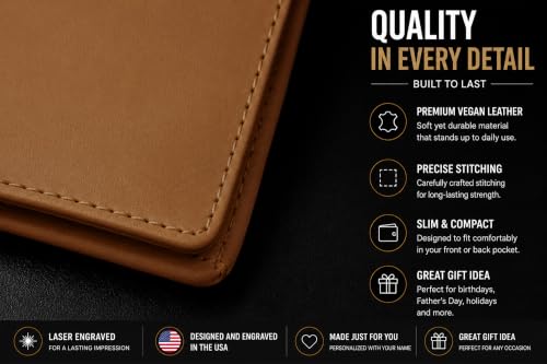 LaserGram Personalized Wallet, Christian Cross (Dark Brown) - color: Dark Brown