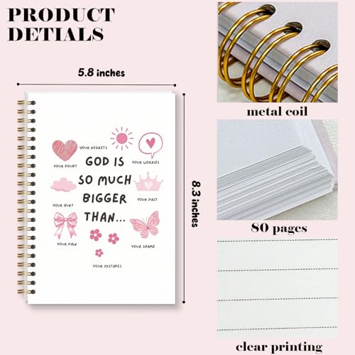 Christian Notebook for Women Girls, Inspirational Bible Journal for School Office Supplies, Aesthetic Pink Spiral Notebook for Note Taking - 5.5x8.3 - A12 - style: Christian Emotion