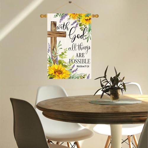 With God All Things Are Possible Garden Flag 12x18 Double-Sided Christian - color: sunflower 12x18