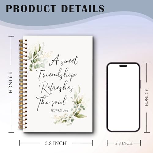 a Sweet Friendship Refreshes the Soul Christian Spiral Notebooks, Proverbs 27:9 Bible Journal, Gifts for Christian Women Friends, Religious Notebook for Note Taking, 5.5x8.3 Inch - color: white Bible Notebook-1