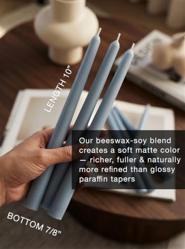 10" Classic Taper Candles, Dusty Blue, 6-Pack, 7-8 Hours Long Burning, Unscented Tall Candlesticks - color: Dusty Blue, size: 6PK