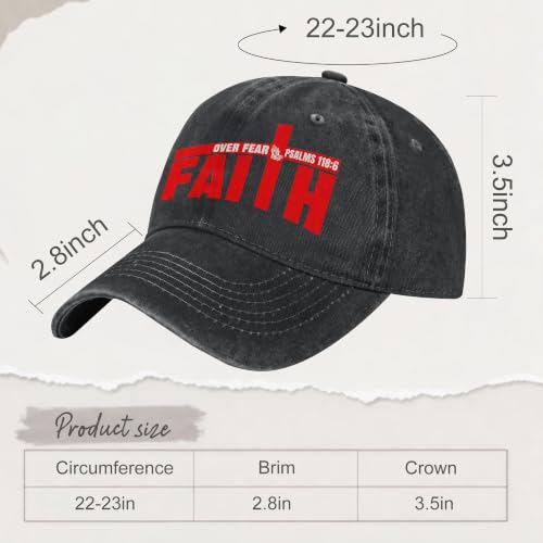 Religion Christ Christian Jesus Baseball Cap for Men Women Adjustable Retro Washed Golf Dad Caps Funny Graphic - color: Faith Over Fear Christ Christian