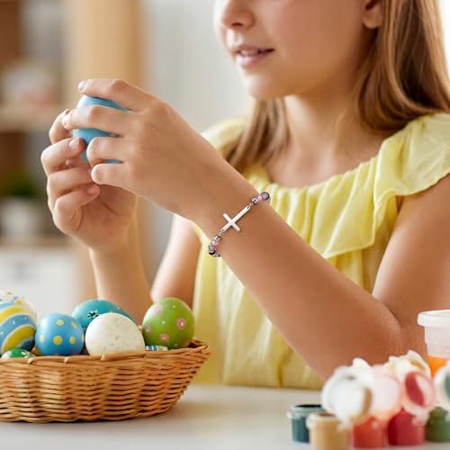 Adjustable Religious Gifts Cross Bracelet for Women Girl - style: Happy Easter