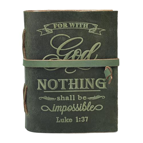 LEATHER VILLAGE Bible Journal Nothing Impossible Verse, Forest Green 10x7. - color: Green, size: 10 inches X 7 inches