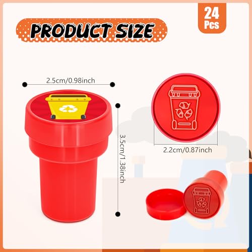 Cinrobiye 24 Pcs Garbage Truck Stampers Party Favor Set, Cute Waste Truck Stamps for Kids Birthday Party, Classroom Rewards, City Vehicle Toys, Goody Bag Fillers, Transportation Themed Party Supplies - color: Garbage Truck