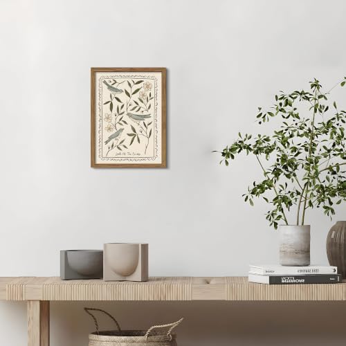 Framed Vintage Bird Wall Art, Bible Verse Look at the Birds Animal Canvas Wall Decor Painting, Christian Floral Botanical Artwork Print Picture for Bedroom Bathroom Living Room 12x16 Inch - color: Bird, size: 16"L x 12"W