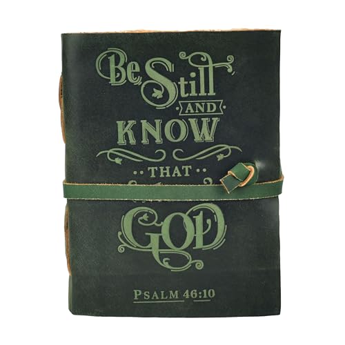 LEATHER VILLAGE Vintage Leather Journal with Psalm 46:10 Bible Verse–8''x6'' Embossed Prayer Study Journal for Women & Men – 200 Pages Handmade Cotton Deckle Edge Watercolor Paper - Green - color: Mint Green, size: 8 inches X 6 inches