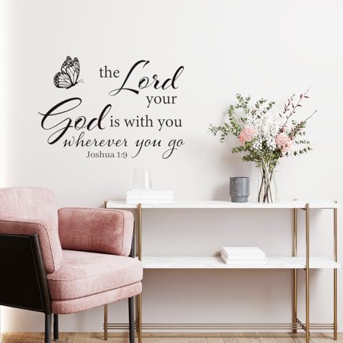 Inspirational Christian Bible Verse Wall Decals Set of 7, Religious Scripture Vinyl Stickers, Faith Inspirational Wall Art for Home, Removable Decor Wall Sticker - color: Black-2
