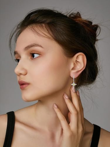 Seiyang Cross Birthstone Earring 925 Sterling Silver Cross Dangle Drop Earrings with 12 Months Birthstone Birthday Jewelry Gifts for Women Mom Her - color: 11-November, size: Style B