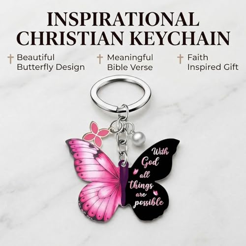 Christian Butterfly Keychain for Women Inspirational Faith Keyring with Gift Box Religious Gifts for Mom Daughter - style: Style2