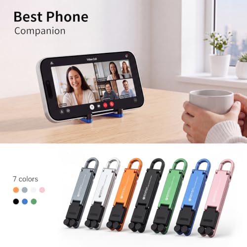Portable Foldable Pocket Phone Stand with Keychain for Desk Travel(Blue) - color: Blue