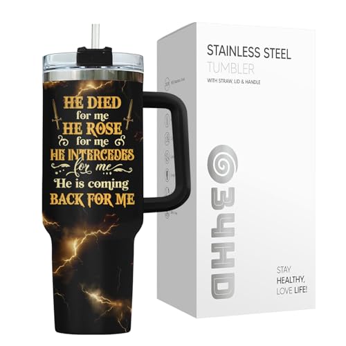 34HD Christian Lion Faith 40 oz Tumbler with Handle, Faith Gift - color: Christian God