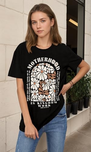 Christian Shirts for Women Jesus Tees Faith Shirts Bible Verse Print Tops - color: Black, size: Medium