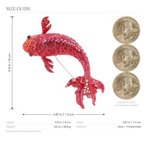 Cameo Brooch Vintage Silver Tone Lady Portrait Brooch Pins for Women Victorian Jewelry Crystal Rhinestone Brooches for Hat Scarf Collar Lapel Handbags Shawls for Christmas - color: Red Koi