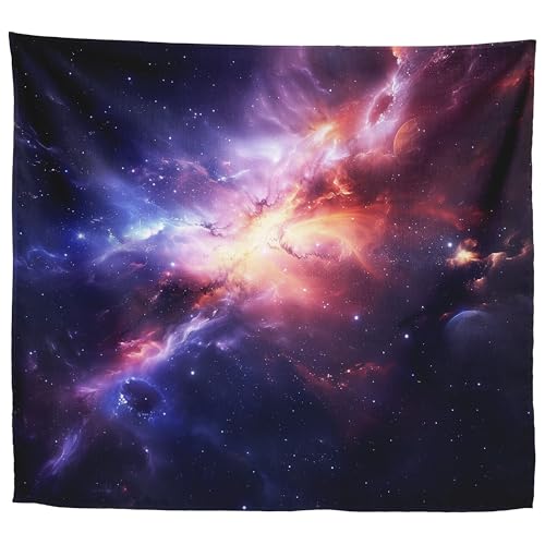 Purple Galaxy Nebula Tapestry, Cosmic Space Wall Decor, 60 x 50 Inches - color: Magenta