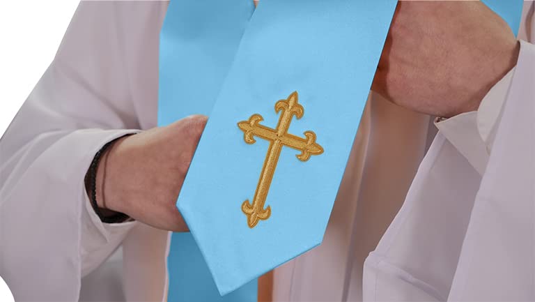 CLERKMANS Choir Stole with Crosses - color: Light Blue