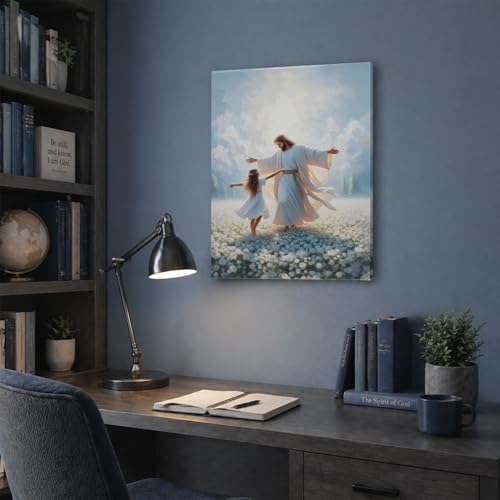 Jesus with Little Girl Canvas Wall Art, Gallery Wrapped Print, 12x16 - color: Double-1, size: 16"L x 12"W