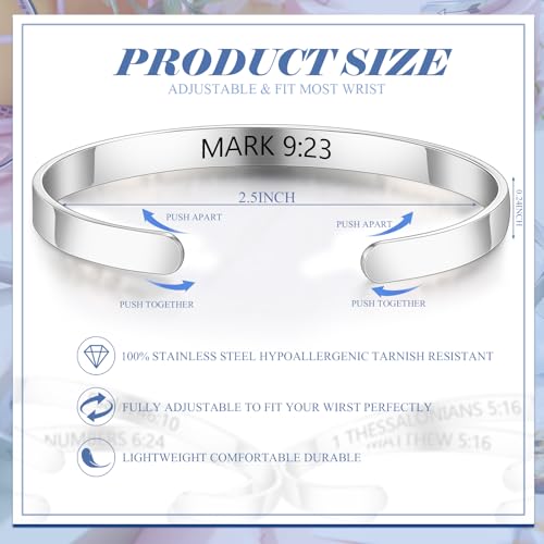 MTLEE 30 Pcs Inspirational Cuff Bracelets Bulk Gifts for Women Motivational Bible Verse Bracelet Silver Personalized - style: Lection