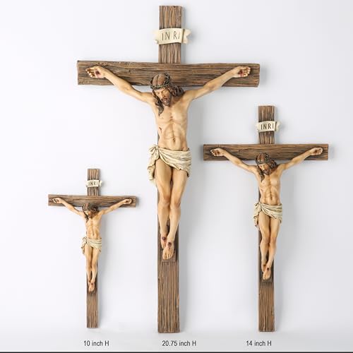 BC Catholic Crucifix Wall Cross, 10"H Jesus Wall Art - size: 10"L x 5.4"W